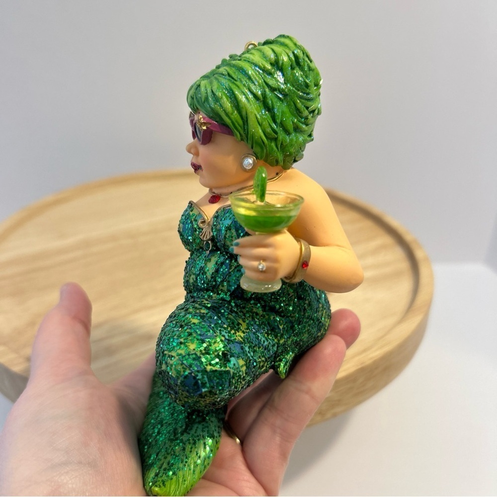 December Diamonds Mermaid Green Margarita Sparkle Holiday Ornament - Picture 4 of 10